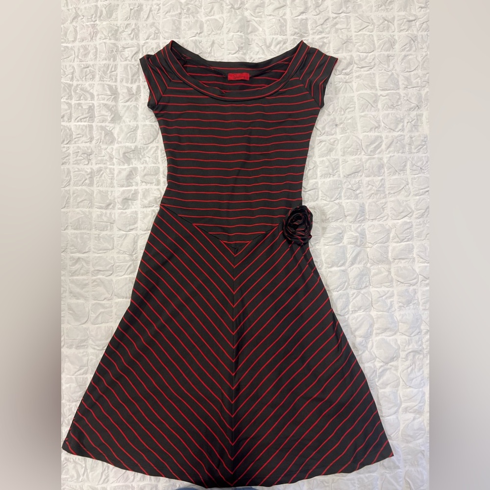 Vintage red/ black striped dress